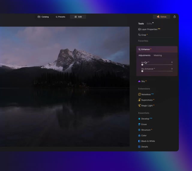 Luminar Neo features: Enhance AI - Achieve an instantly captivating photo with an all-in-one tool
